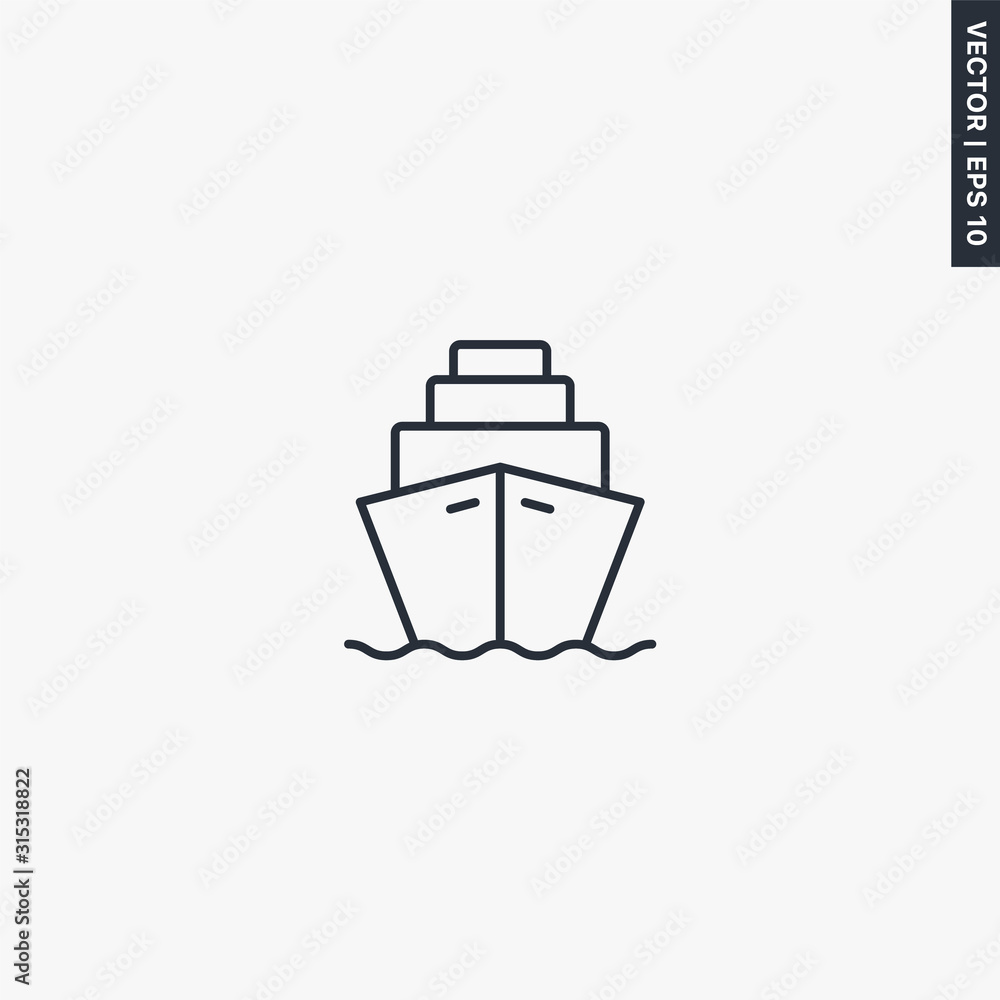 Poster ship, linear style sign for mobile concept and web design
