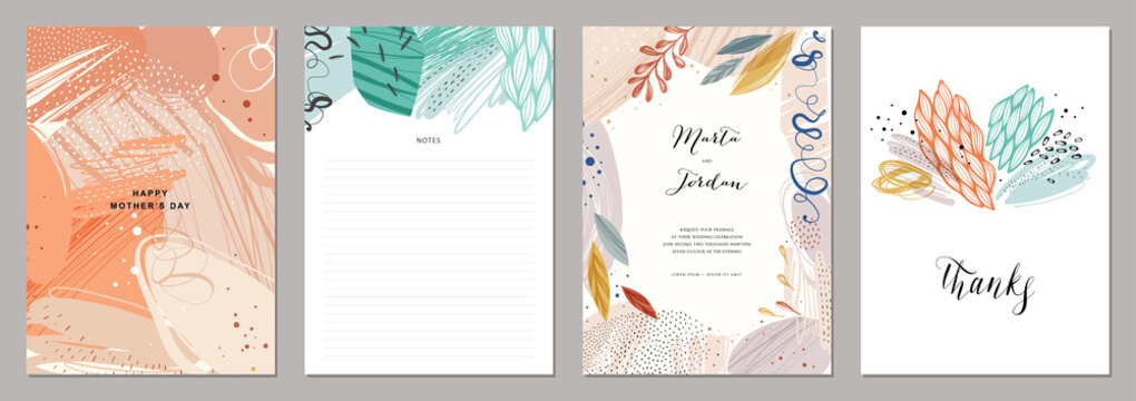 Set of abstract creative universal artistic templates.