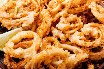 Crispy fried squid rings