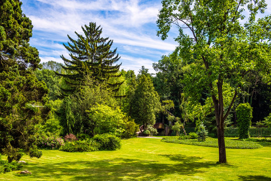 Zelazowa Wola, Poland - Historic manor house park in Zelazowa Wola hosting the museum of Fryderyk Chopin - iconic Polish pianist and composer