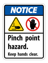 Fototapeta premium Notice Pinch Point Hazard,Keep Hands Clear Symbol Sign Isolate on White Background,Vector Illustration