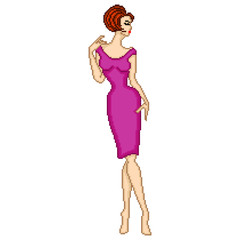 Charming lady in pixelated illustration