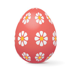 Red Easter egg decorated with flowers