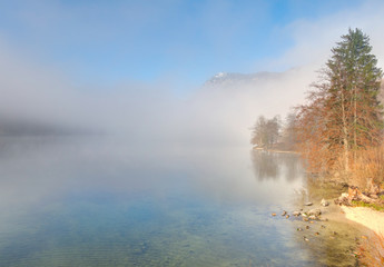 Bohinj Lake in Fog, Slovenia