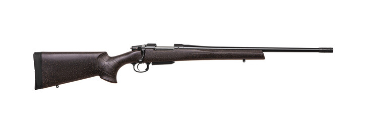 Modern bolt carbine isolated on white background. Weapons for sports, hunting and self-defense.