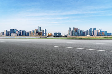 empty highway with cityscape of China