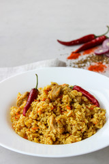 Homemade pilaf with pork