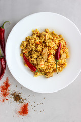 Homemade pilaf with pork
