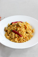 Homemade pilaf with pork