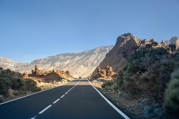 road in teide national park spain