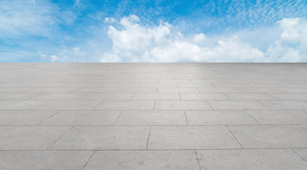 Empty Plaza Bricks and Sky Cloud Landscape