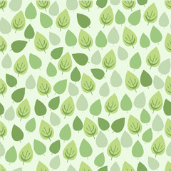 seamless summer pattern background with monochrome green leaf