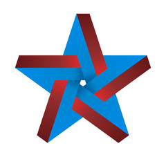 Optical illusion in 3d star in blue and red shades.