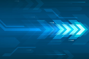 Arrow speed abstract blue background, communication data transfer technology concept.