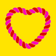 Rope heart shape in flat and isolated style.