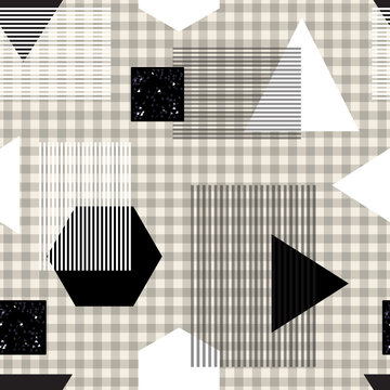 seamless monochrome geometric with black square glitter pattern background