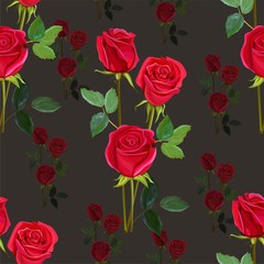 Flower beautiful bouquet with red roses ,chrysanthemum and magnolia seamless pattern vector illlustration