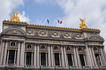 Fototapeta na wymiar Architectural details of Opera National de Paris. Grand Opera (Garnier Palace) is famous neo-baroque building in Paris, France.