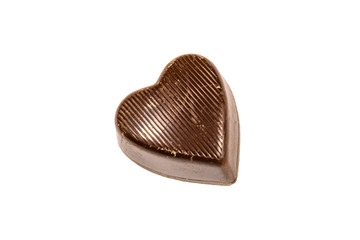 Heart shaped chocolate candy isolated on a white background
