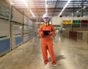Portrait of Female staff warehouse operator
