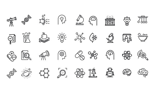 Science Icons Set vector design black and white 
