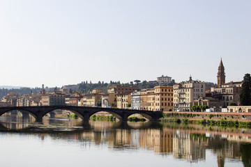 Fototapeta na wymiar panorama old town view bridge in florence italy travel