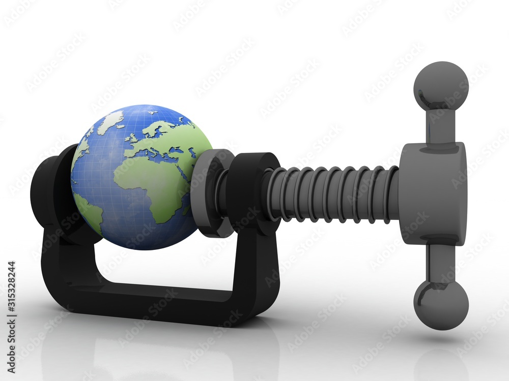 Poster 3d rendering abstract world concept