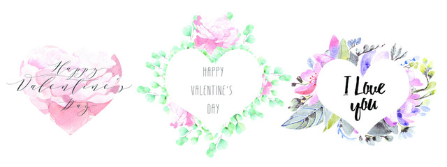 Seamless watercolor hearts pattern. Creative abstract texture for wedding invitation, card for Valentine's Day or card about love. Freehand drawing.