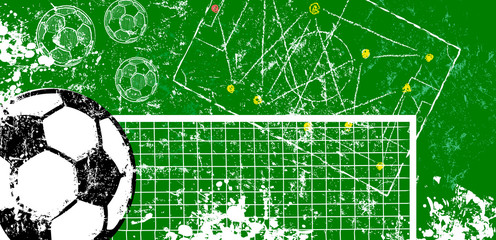 grunge soccer o. football design for the great soccer event in europe 2020, vector with free copy space