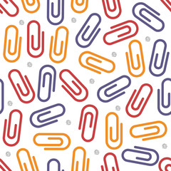 seamless stationary pattern background with colorful and glitter paper clip