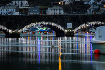 Christmas lights in Looe Cornwall