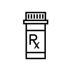 Prescription bottle outline icon. Clipart image isolated on white background