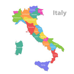 Italy map, administrative division with names, colors map isolated on white background vector