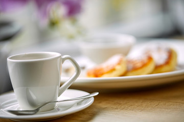 breakfast in the cafe with coffee