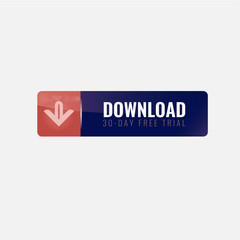 Download Icon on shiny long horizontal rectangle Internet Button. Vector illustration.