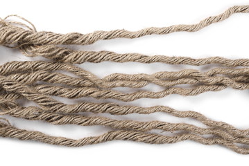Rope, strings isolated on white background and texture 