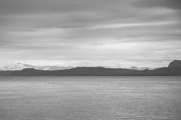 Dramatic view of mountains and fjord