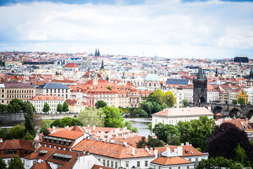 Naklejka na ściany i meble panoramic view of Prague city