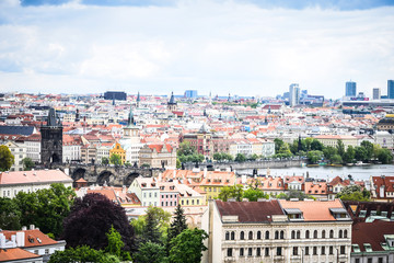 Naklejka na ściany i meble panoramic view of Prague city