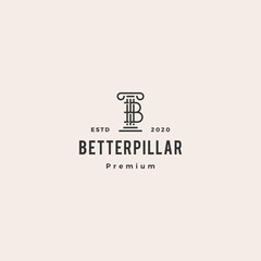 b letter law pillar logo vector icon hipster vintage retro