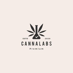 cannabis lab test check certified certificate logo retro vintage hipster icon illustration