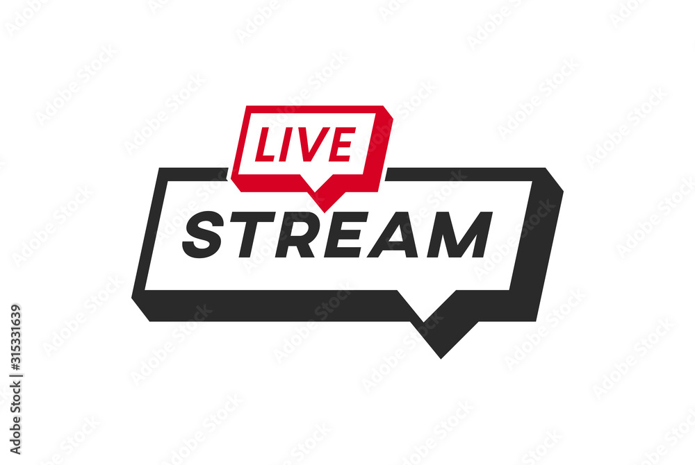 Poster live stream banner sign vector design. broadcasting button. online stream.