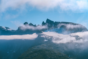 Fototapeta premium Hiking on the ridge of Romsdalseggen in Norway