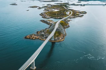 Drone aerial view of Atlantic Ocean Road, Norway