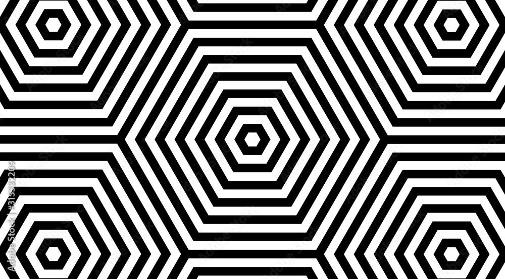 Poster Hexagonal striped geometric pattern background vector design.