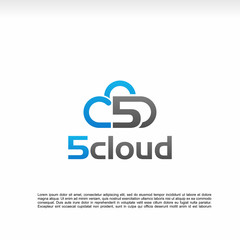 5 cloud logo, number 5 with cloud element