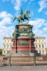Fototapeta na wymiar Tzar Nicholas I monument on St. Isaac's square, Saint Petersburg, Russia