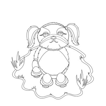 Shih Tzu Dog coloring picture. Cartoon style. Dog illustration. Cute dog vector design. Pets design. Kids design. Coloring book. Printable coloring page for children. Dog coloring page.
