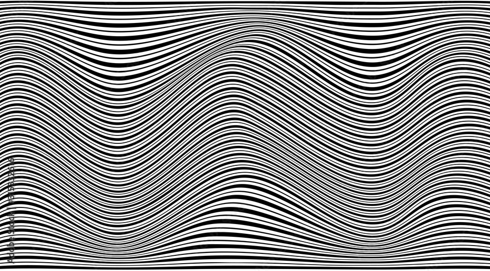 Aufkleber Abstract modern stripped wavy pattern backdrop. Optical illusion background.