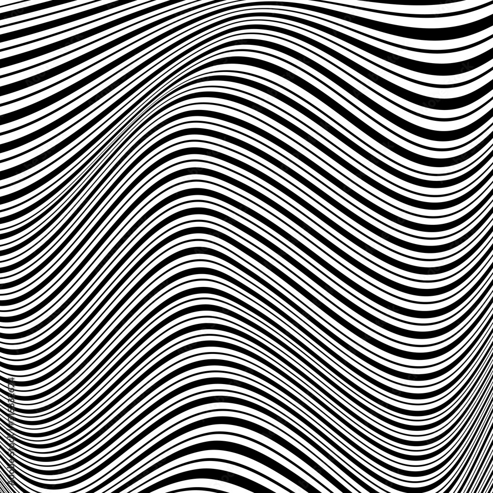 Aufkleber abstract modern stripped wavy pattern backdrop. optical illusion background.